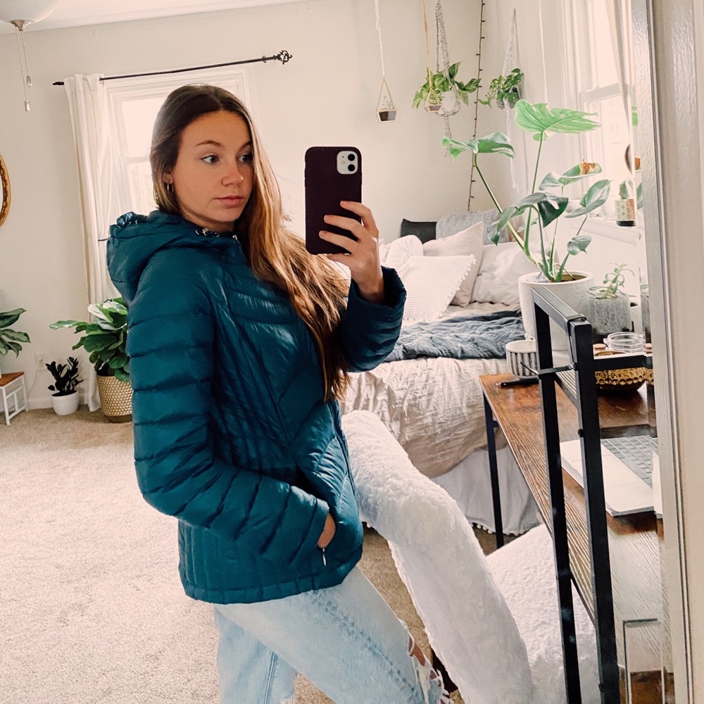 Andrew Marc teal winter coat